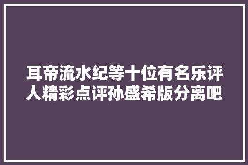 耳帝流水纪等十位有名乐评人精彩点评孙盛希版分离吧