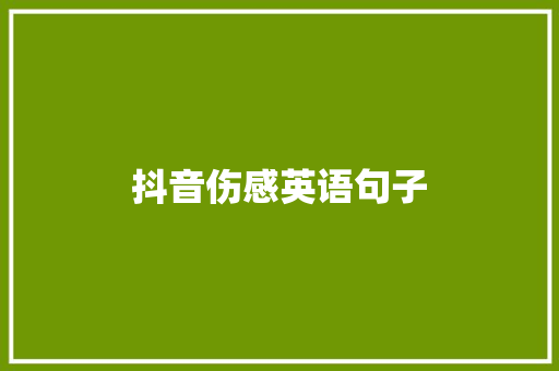 抖音伤感英语句子
