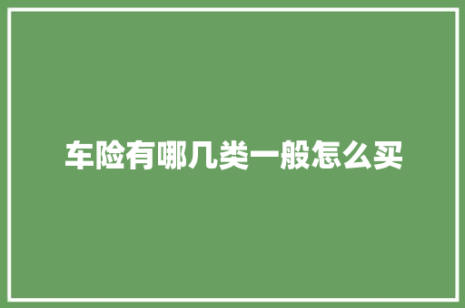 车险有哪几类一般怎么买