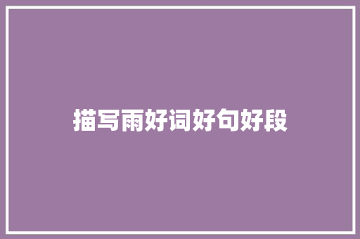 描写雨好词好句好段