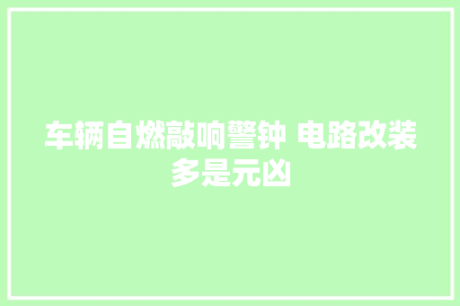 车辆自燃敲响警钟 电路改装多是元凶