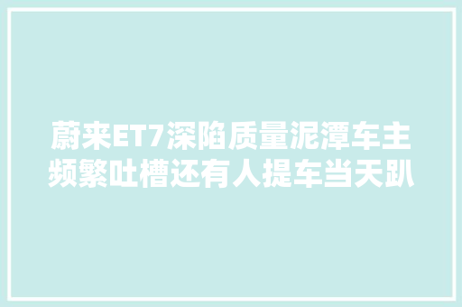 蔚来ET7深陷质量泥潭车主频繁吐槽还有人提车当天趴窝