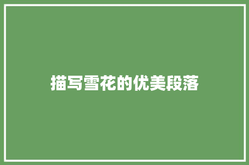 描写雪花的优美段落