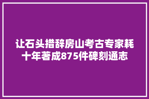 让石头措辞房山考古专家耗十年著成875件碑刻通志