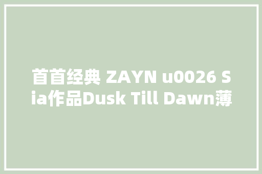 首首经典 ZAYN u0026 Sia作品Dusk Till Dawn薄暮到黎明