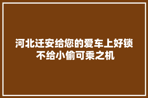 河北迁安给您的爱车上好锁 不给小偷可乘之机 汽车知识