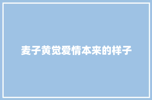 麦子黄觉爱情本来的样子
