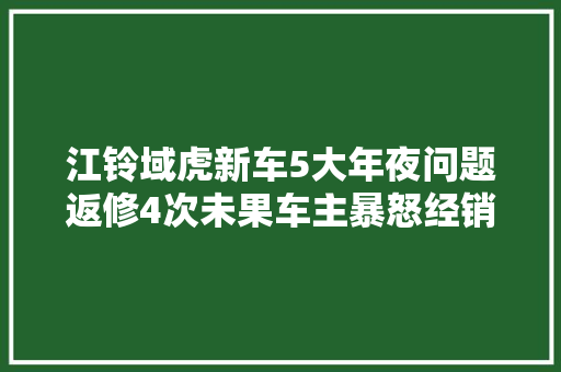 江铃域虎新车5大年夜问题返修4次未果车主暴怒经销商淡定