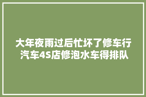 大年夜雨过后忙坏了修车行 汽车4S店修泡水车得排队