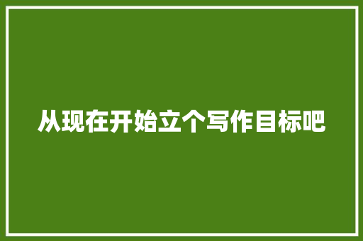 从现在开始立个写作目标吧