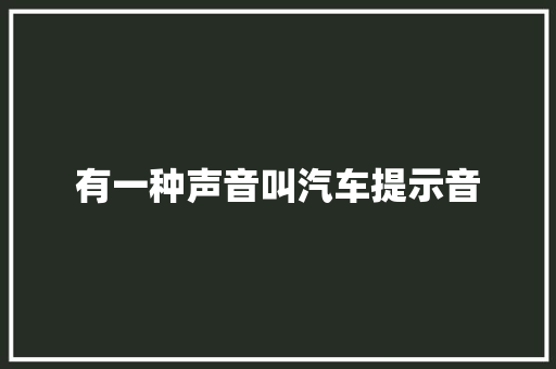 有一种声音叫汽车提示音