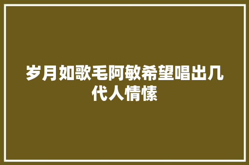 岁月如歌毛阿敏希望唱出几代人情愫