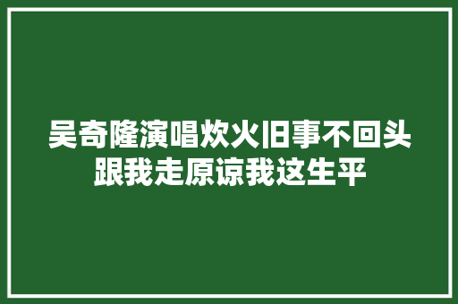 吴奇隆演唱炊火旧事不回头跟我走原谅我这生平 休闲娱乐