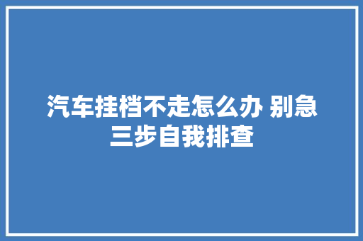 汽车挂档不走怎么办 别急三步自我排查