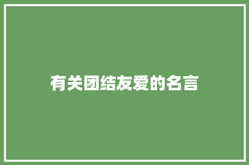 有关团结友爱的名言