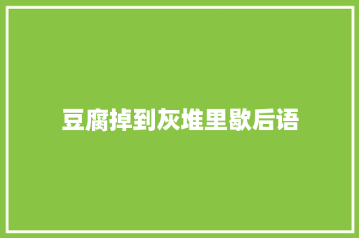 豆腐掉到灰堆里歇后语