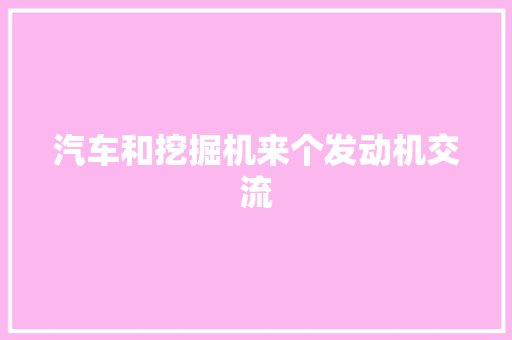 汽车和挖掘机来个发动机交流