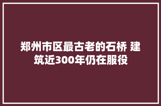 郑州市区最古老的石桥 建筑近300年仍在服役