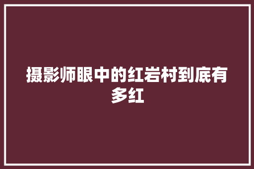 摄影师眼中的红岩村到底有多红 汽车知识