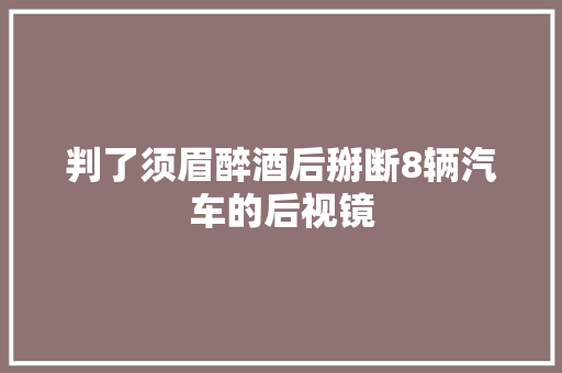 判了须眉醉酒后掰断8辆汽车的后视镜