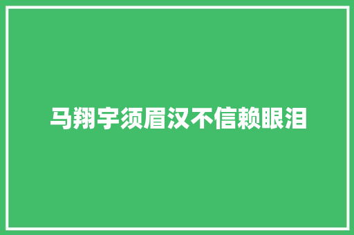 马翔宇须眉汉不信赖眼泪