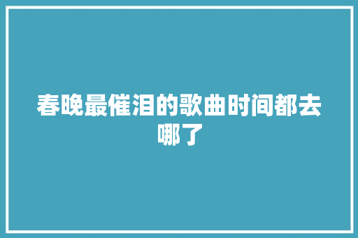 春晚最催泪的歌曲时间都去哪了