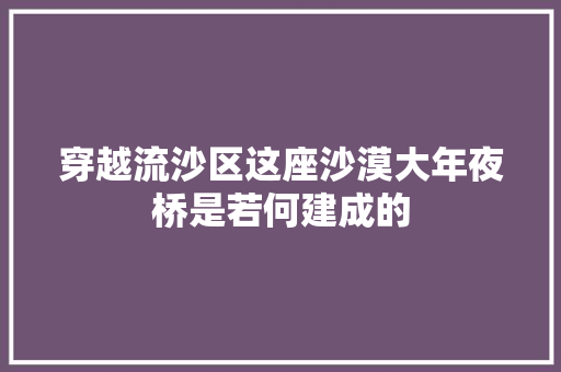 穿越流沙区这座沙漠大年夜桥是若何建成的