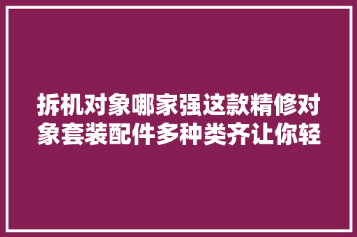 拆机对象哪家强这款精修对象套装配件多种类齐让你轻松拆机