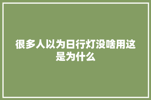 很多人以为日行灯没啥用这是为什么