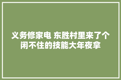 义务修家电 东胜村里来了个闲不住的技能大年夜拿