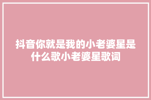 抖音你就是我的小老婆星是什么歌小老婆星歌词