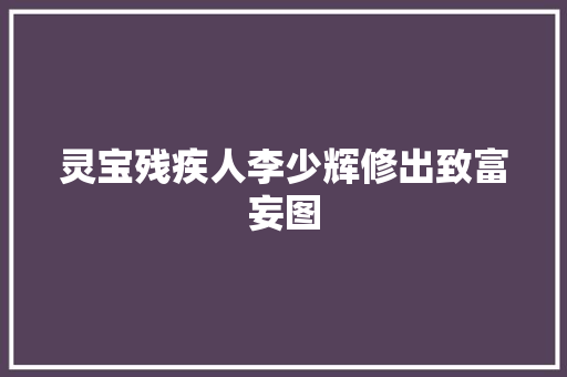 灵宝残疾人李少辉修出致富妄图