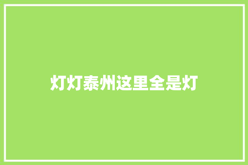 灯灯泰州这里全是灯