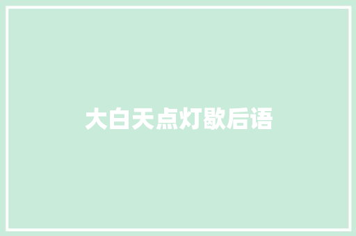 大白天点灯歇后语