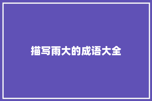 描写雨大的成语大全