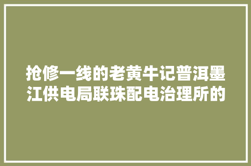 抢修一线的老黄牛记普洱墨江供电局联珠配电治理所的张建永 汽车知识
