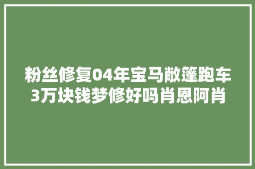粉丝修复04年宝马敞篷跑车3万块钱梦修好吗肖恩阿肖恩 汽车知识
