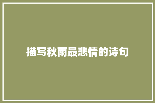 描写秋雨最悲情的诗句