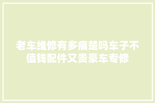 老车维修有多痛楚吗车子不值钱配件又贵豪车专修