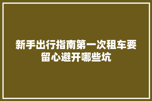 新手出行指南第一次租车要留心避开哪些坑
