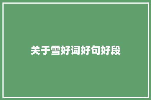 关于雪好词好句好段