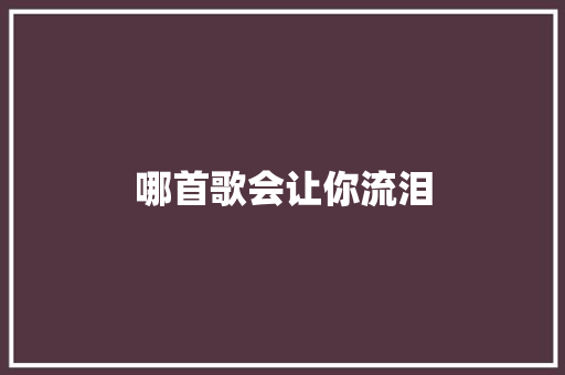 哪首歌会让你流泪