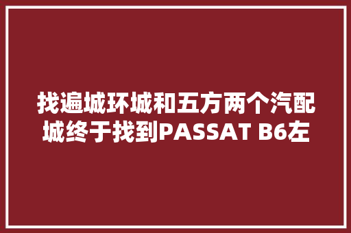 找遍城环城和五方两个汽配城终于找到PASSAT B6左前门玻璃盖板