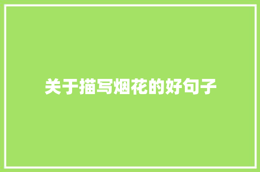 关于描写烟花的好句子