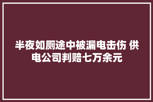 半夜如厕途中被漏电击伤 供电公司判赔七万余元