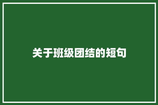 关于班级团结的短句