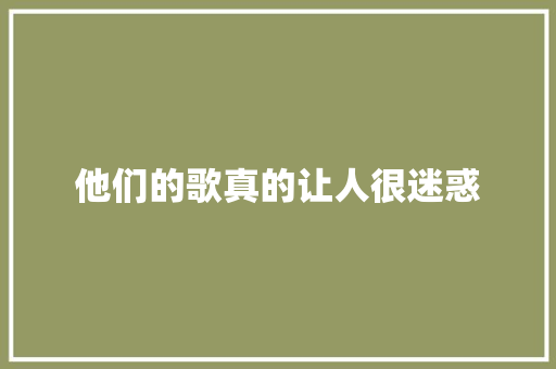 他们的歌真的让人很迷惑