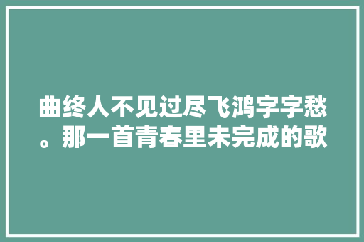 曲终人不见过尽飞鸿字字愁。那一首青春里未完成的歌。