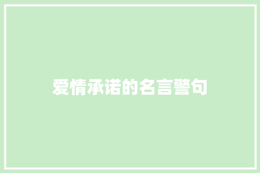 爱情承诺的名言警句