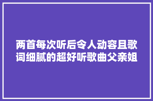 两首每次听后令人动容且歌词细腻的超好听歌曲父亲姐姐